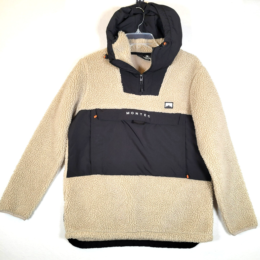 Montec Womens Lima Fleece Sherpa Hooded Pullover Size Small Beige Outdoor Ski